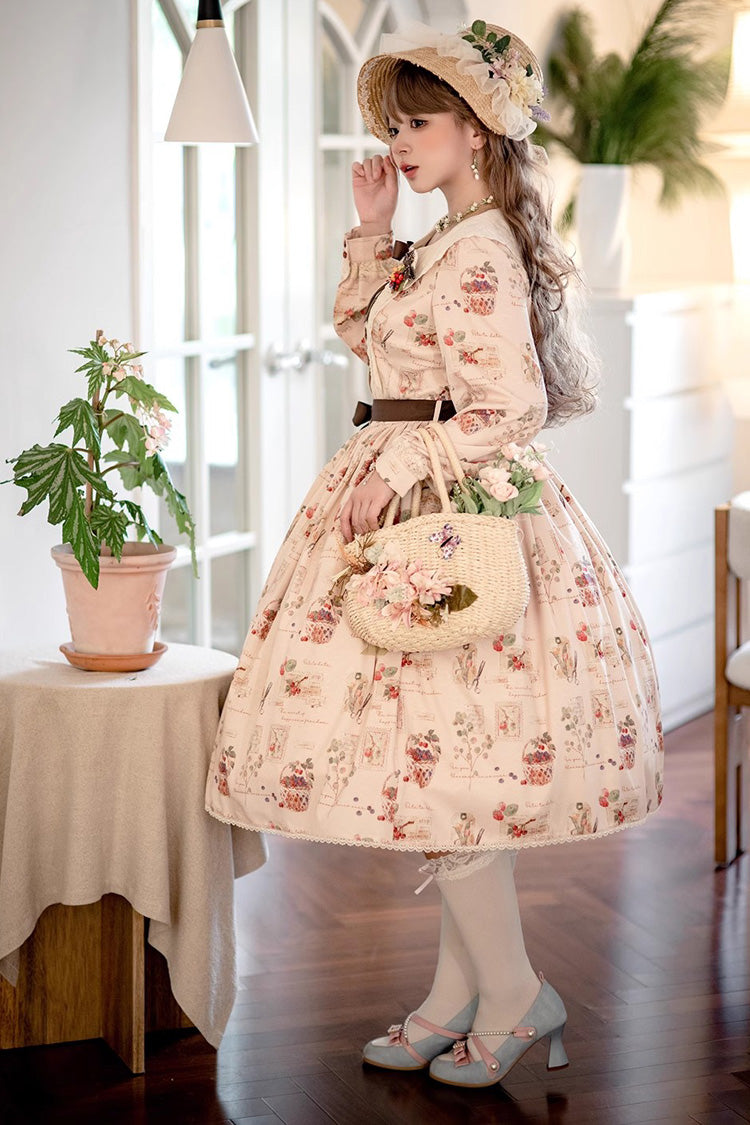Sweet Lolita OP Dress - Forest Illustrated Book, 3 Colors, Printed, Long Sleeves, Ruffled - additional product view 21