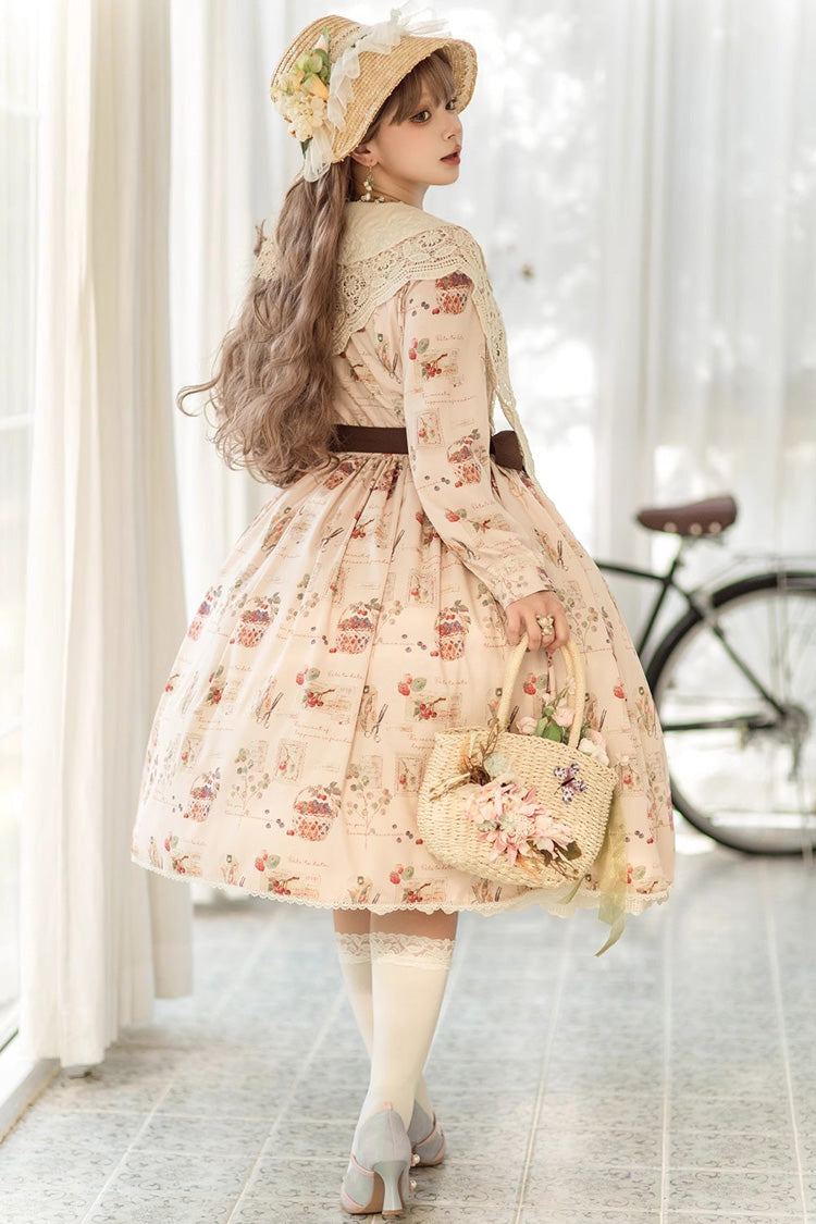 Sweet Lolita OP Dress - Forest Illustrated Book, 3 Colors, Printed, Long Sleeves, Ruffled - additional product view 22