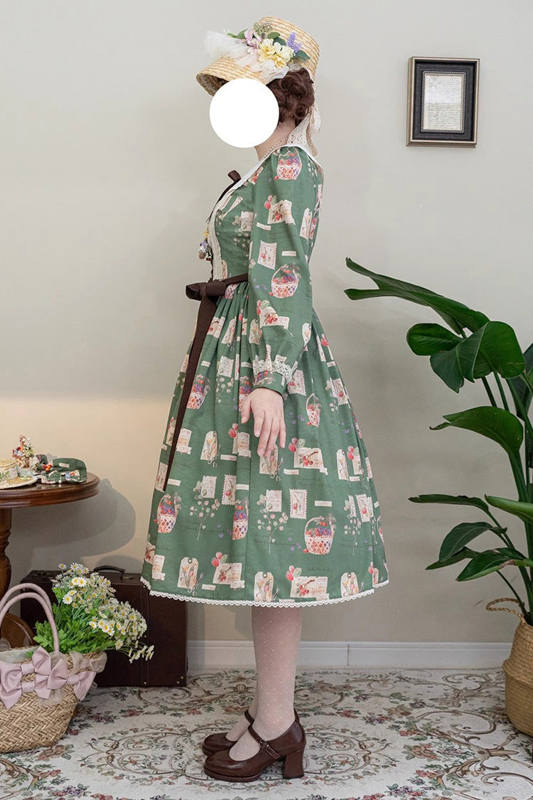 Sweet Lolita OP Dress - Forest Illustrated Book, 3 Colors, Printed, Long Sleeves, Ruffled - additional product view 23