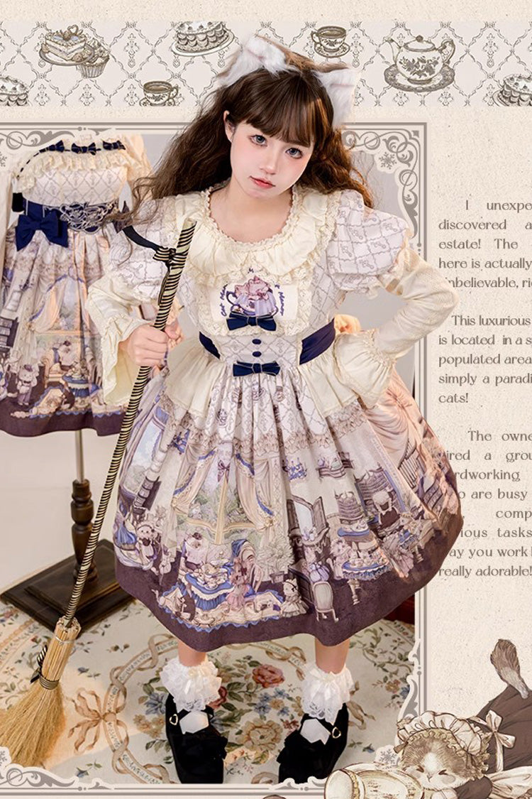 Sweet Lolita OP Dress - Multi-Color, Bow Detail, Printed, Embroidered - additional product view 2