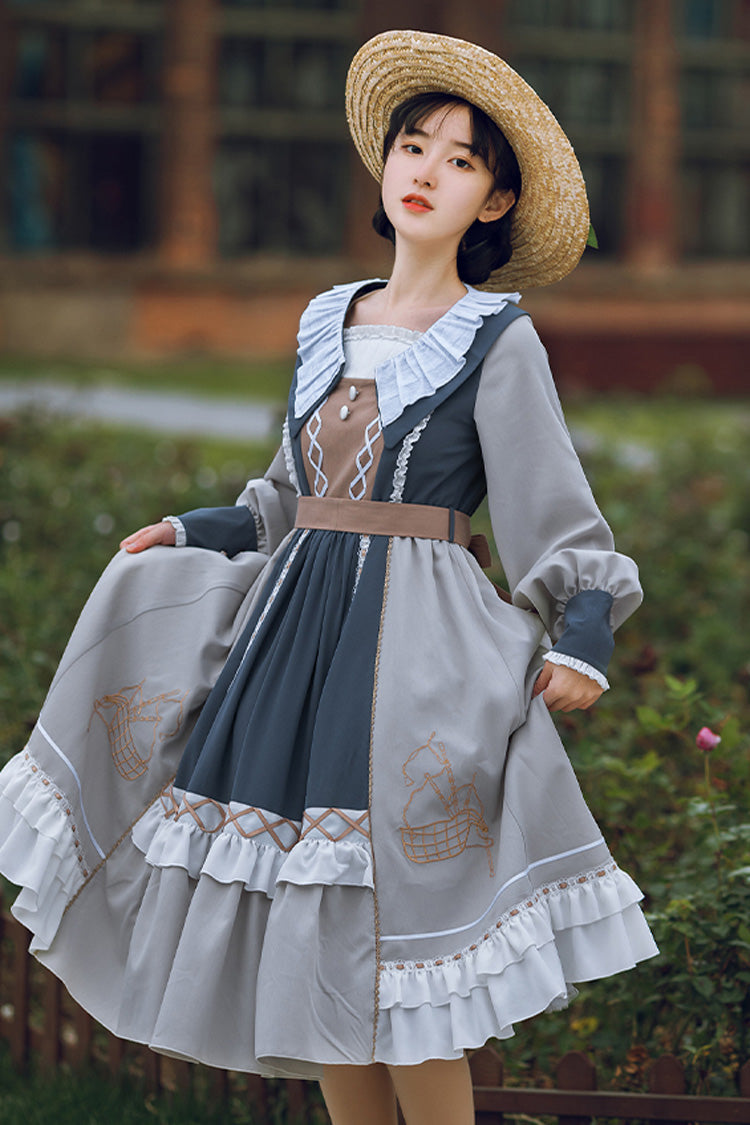 Sweet Lolita OP Dress - Multi-color Detachable Collar, Multi-Color, Detachable Detail - additional product view 2