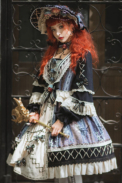 Sweet Lolita OP Dress - Multi-color Finches In The, Multi-Color, Classic Style, Ruffled - additional product view 2