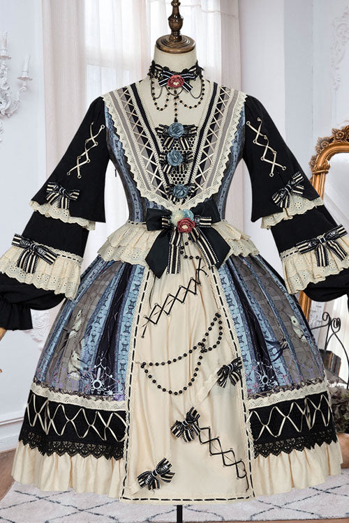 Sweet Lolita OP Dress - Multi-color Finches In The, Multi-Color, Classic Style, Ruffled - additional product view 4