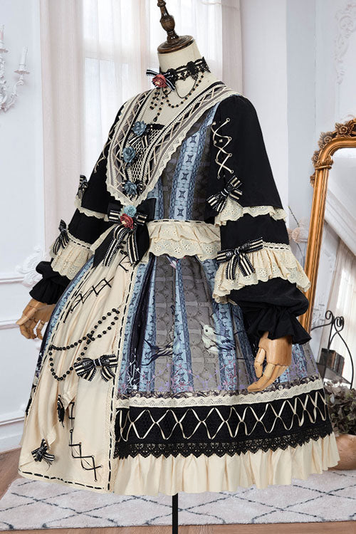 Sweet Lolita OP Dress - Multi-color Finches In The, Multi-Color, Classic Style, Ruffled - additional product view 5