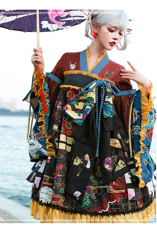 Sweet Lolita OP Dress - Multi-Color, Printed - Complete Lolita Coordinate - additional product view 2