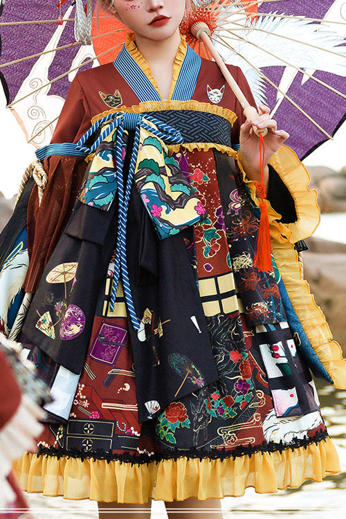 Sweet Lolita OP Dress - Multi-Color, Printed - Complete Lolita Coordinate - main product image