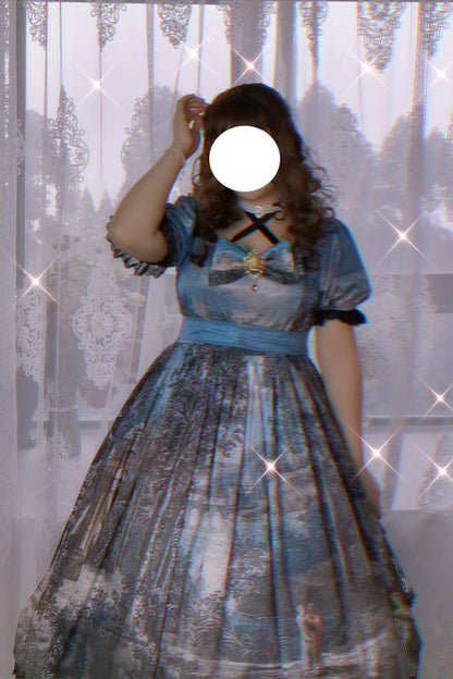 Sweet Lolita OP Dress - Multi-color Square Collar, Multi-Color, Square Collar, Plus Size - additional product view 2