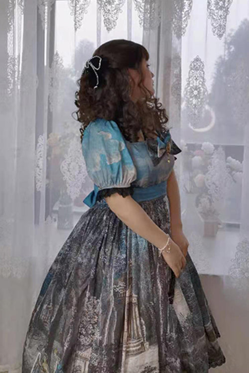 Sweet Lolita OP Dress - Multi-color Square Collar, Multi-Color, Square Collar, Plus Size - additional product view 3