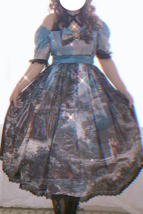 Sweet Lolita OP Dress - Multi-color Square Collar, Multi-Color, Square Collar, Plus Size - main product image