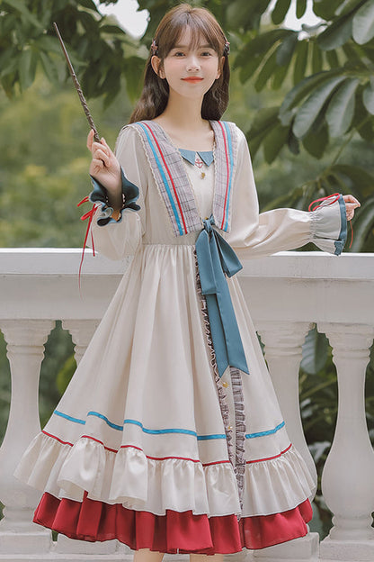 Sweet Lolita OP Dress - Multi-color Square Collar, Multi-Color, Square Collar, Ruffled - additional product view 2