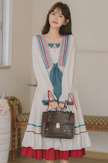 Sweet Lolita OP Dress - Multi-color Square Collar, Multi-Color, Square Collar, Ruffled - additional product view 3
