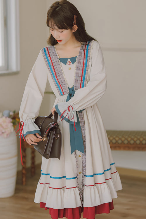 Sweet Lolita OP Dress - Multi-color Square Collar, Multi-Color, Square Collar, Ruffled - additional product view 4