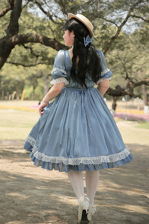 Sweet Lolita OP Dress - Square Collar Lace High, 4 Colors, Square Collar, Plus Size - additional product view 2