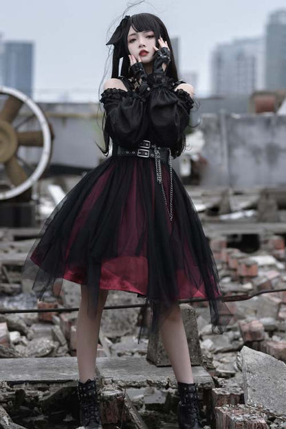 Sweet Lolita OP Dress - Twelve O'clock Star Irregular, 2 Colors, High-Low Hem - additional product view 2