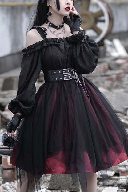 Sweet Lolita OP Dress - Twelve O'clock Star Irregular, 2 Colors, High-Low Hem - main product image