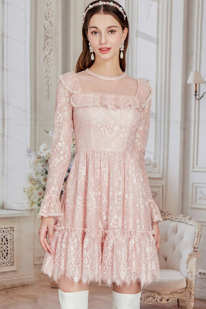Sweet Lolita OP Dress - Vintage, Pink, High-Low Hem, Embroidered, Lace Trim - additional product view 2
