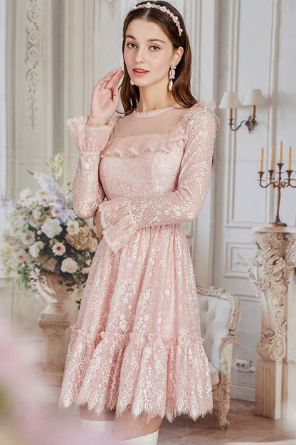 Sweet Lolita OP Dress - Vintage, Pink, High-Low Hem, Embroidered, Lace Trim - additional product view 3