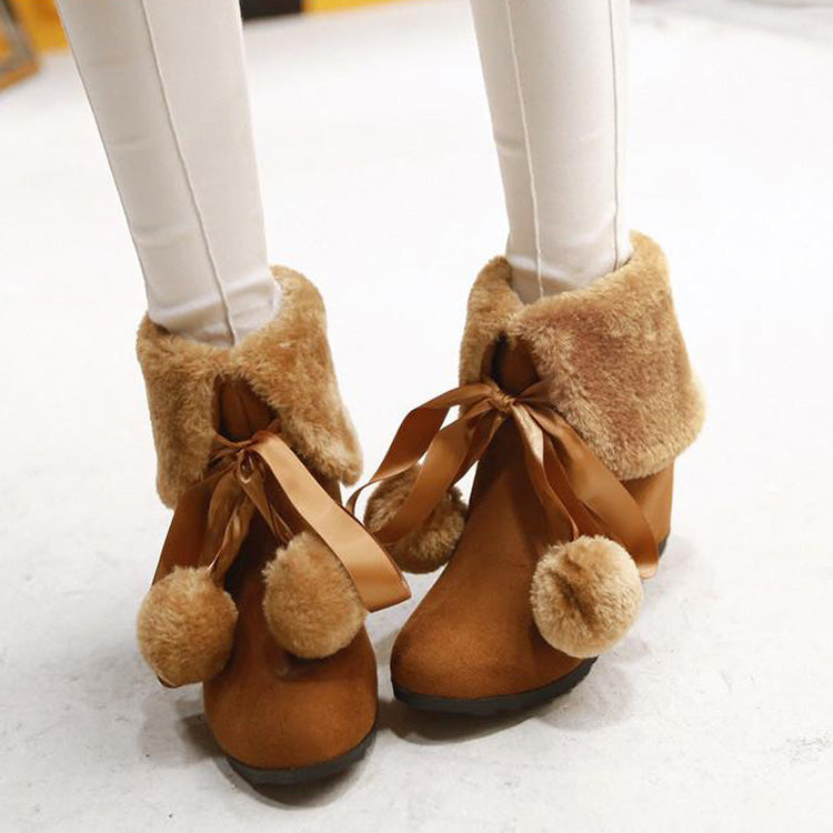 Sweet Lolita Platform Boots - Cute Loli Furball Colors, 3 Colors - 33 Brown / 34 Brown / 35 Brown option
