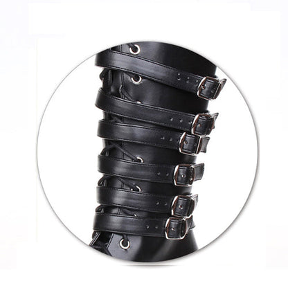 Sweet Lolita Platform Boots - Leather Belt Buckle, Black, Buckle Detail, Lace Trim - additional product view 4
