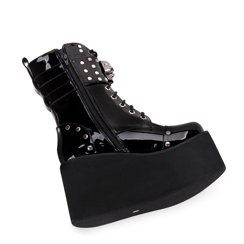 Sweet Lolita Platform Boots - Skull Decorative Side Zip, Black, Zipper Detail - additional product view 5