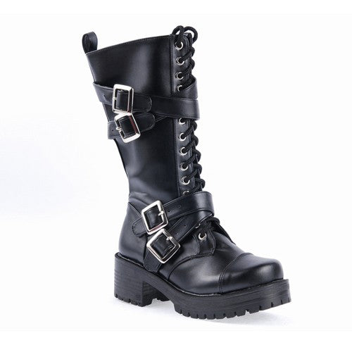 Sweet Lolita Platform Boots - Stylish Patent Leather Straps, Black, Buckle Detail - additional product view 5