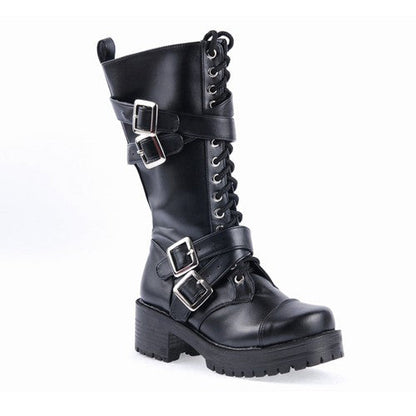 Sweet Lolita Platform Boots - Stylish Patent Leather Straps, Black, Buckle Detail - additional product view 5