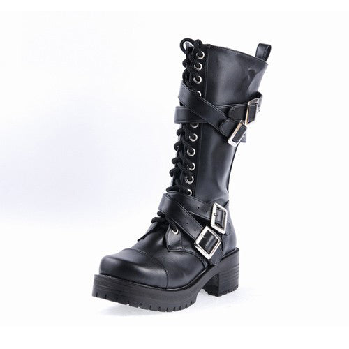 Sweet Lolita Platform Boots - Stylish Patent Leather Straps, Black, Buckle Detail - additional product view 6