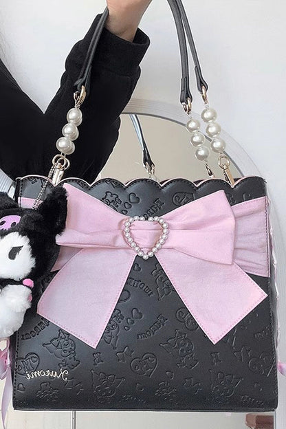 Sweet Lolita Shoulder Bag - Bowknot Pearl Shoulder Colors, 4 Colors, Bow Detail - additional product view 3