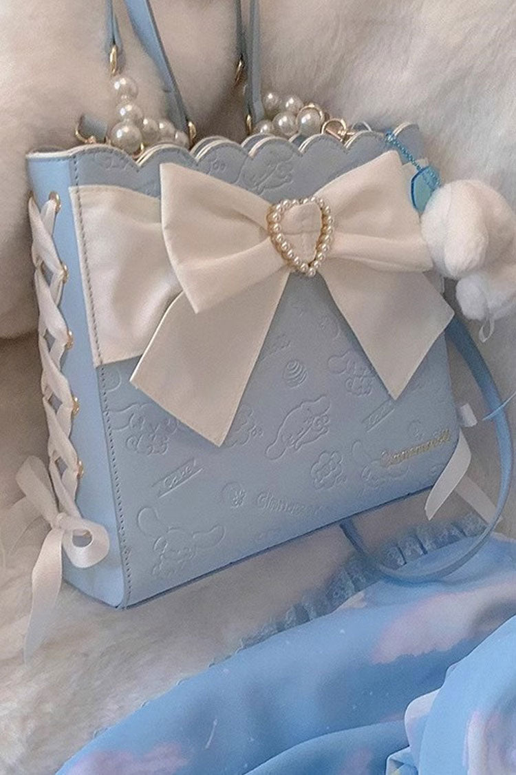 Sweet Lolita Shoulder Bag - Bowknot Pearl Shoulder Colors, 4 Colors, Bow Detail - One-Size Blue/White option