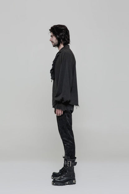 Victorian Lolita Blouse - 2 Colors, Men's Style, Long Sleeves, Lace Trim - additional product view 2
