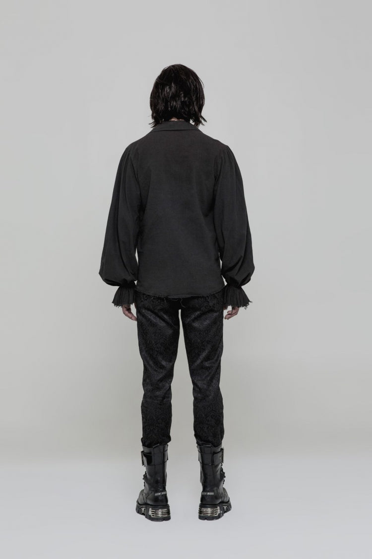 Victorian Lolita Blouse - 2 Colors, Men's Style, Long Sleeves, Lace Trim - additional product view 3