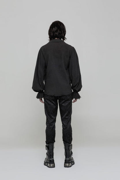 Victorian Lolita Blouse - 2 Colors, Men's Style, Long Sleeves, Lace Trim - additional product view 3