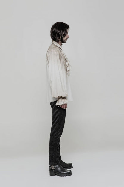 Victorian Lolita Blouse - 2 Colors, Men's Style, Long Sleeves, Lace Trim - additional product view 9