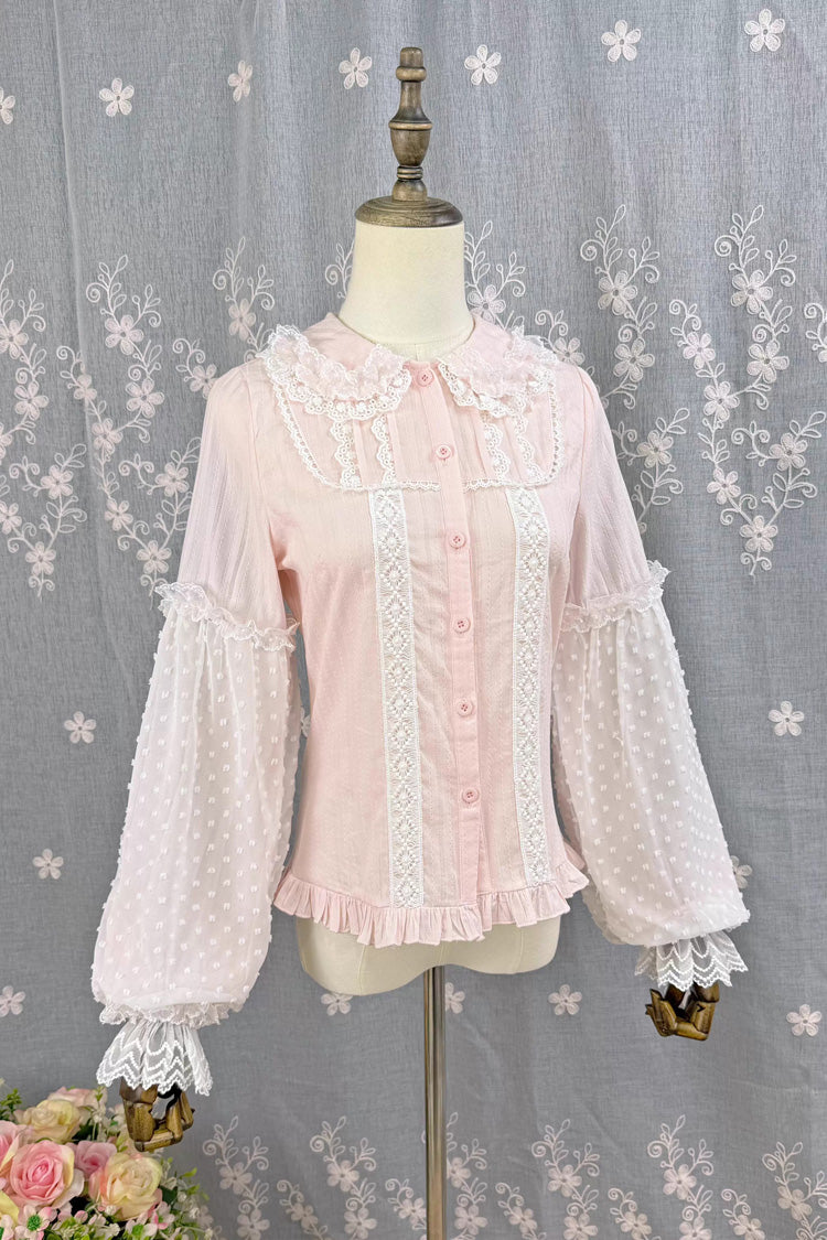 Victorian Lolita Blouse - Candy Stick, 4 Colors, Long Sleeves, Sweet Style, Lace Trim - additional product view 6