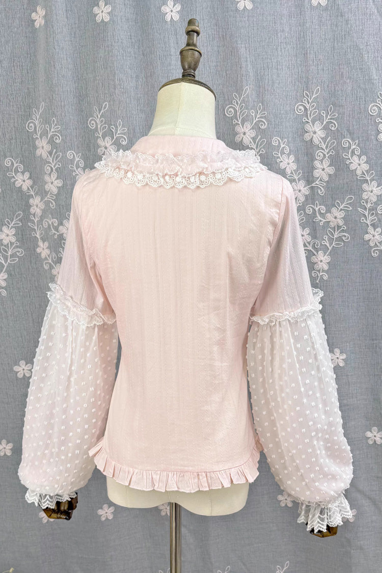 Victorian Lolita Blouse - Candy Stick, 4 Colors, Long Sleeves, Sweet Style, Lace Trim - additional product view 7
