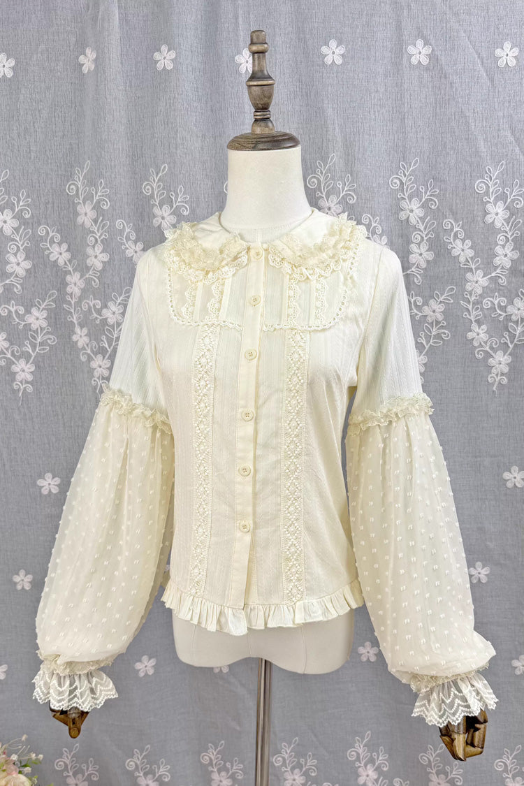 Victorian Lolita Blouse - Candy Stick, 4 Colors, Long Sleeves, Sweet Style, Lace Trim - additional product view 8