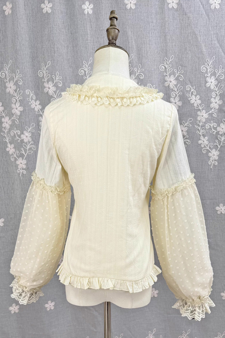 Victorian Lolita Blouse - Candy Stick, 4 Colors, Long Sleeves, Sweet Style, Lace Trim - additional product view 9