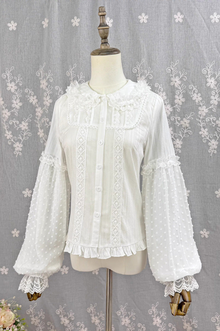 Victorian Lolita Blouse - Candy Stick, 4 Colors, Long Sleeves, Sweet Style, Lace Trim - additional product view 10