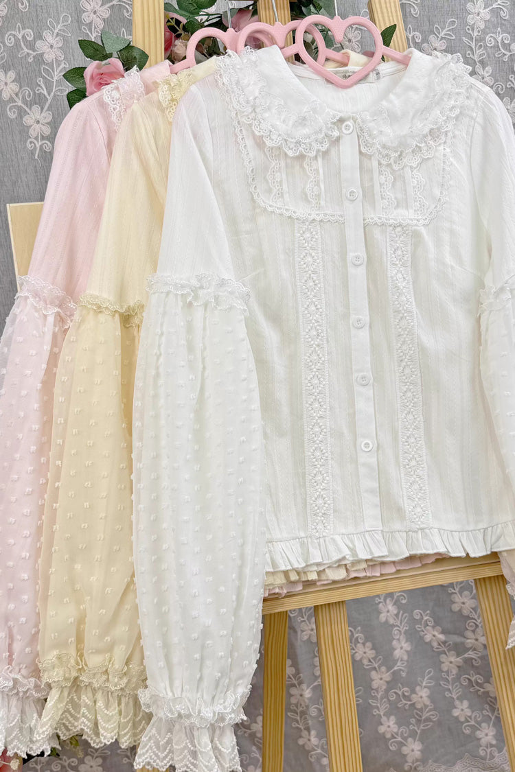 Victorian Lolita Blouse - Candy Stick, 4 Colors, Long Sleeves, Sweet Style, Lace Trim - additional product view 11