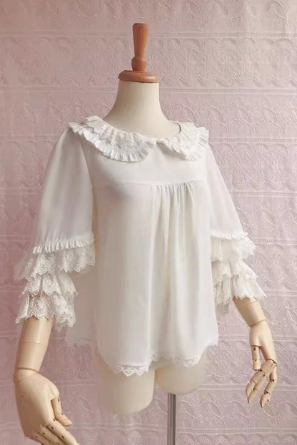 Victorian Lolita Blouse - Chiffon Doll Collar, 3 Colors, Long Sleeves, Sweet Style - additional product view 2