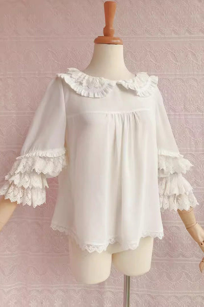 Victorian Lolita Blouse - Chiffon Doll Collar, 3 Colors, Long Sleeves, Sweet Style - additional product view 3