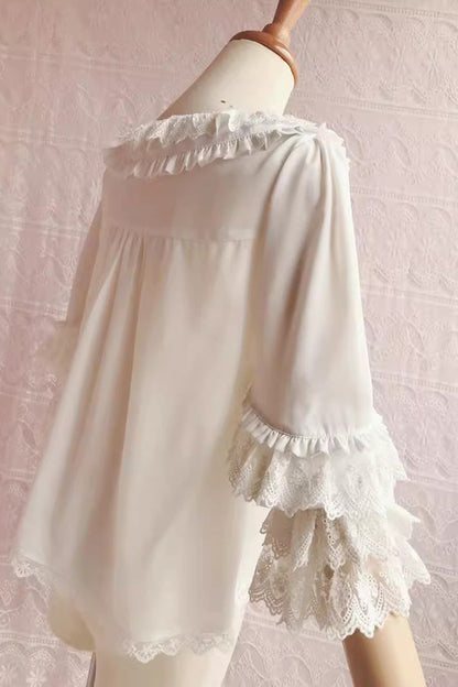 Victorian Lolita Blouse - Chiffon Doll Collar, 3 Colors, Long Sleeves, Sweet Style - additional product view 4