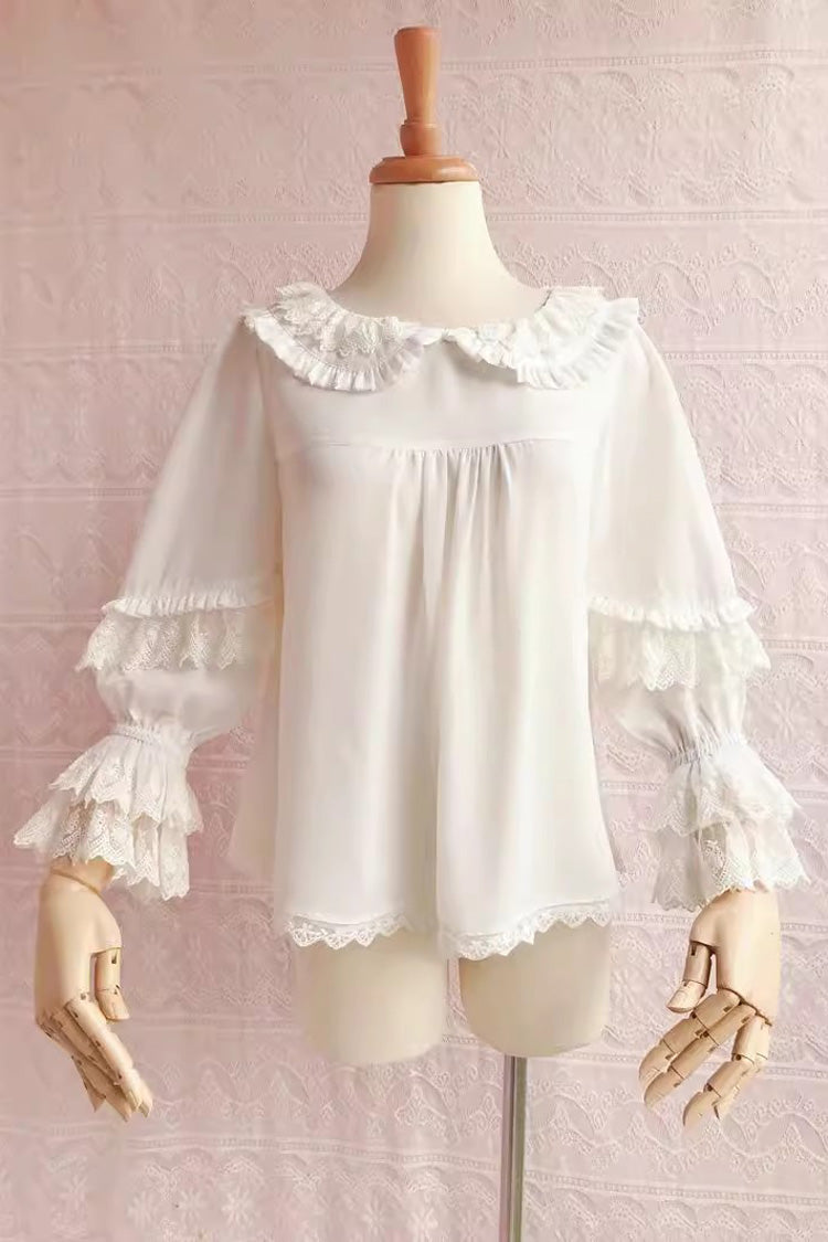 Victorian Lolita Blouse - Chiffon Doll Collar, 3 Colors, Long Sleeves, Sweet Style - main product image
