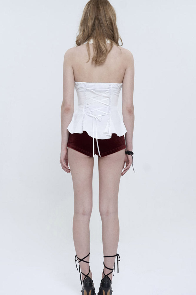 Victorian Lolita Blouse - Chiffon Front Lace Back, White, Women's Style, Lace Trim - additional product view 8
