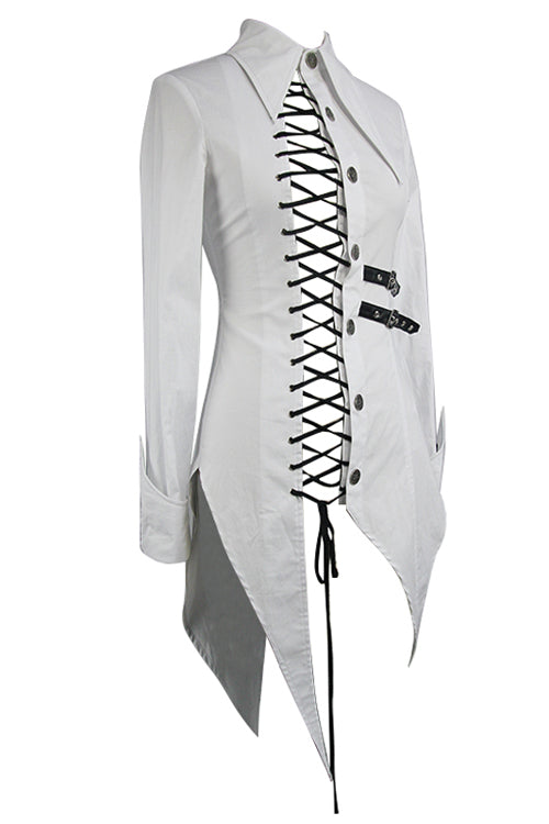 Victorian Lolita Blouse - Cotton, White, Women's Style, Punk Style - additional product view 5
