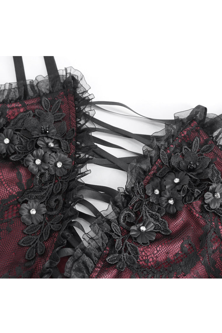 Victorian Lolita Blouse - Embroidery Stitching Lace, Red, Women's Style, Embroidered - additional product view 8