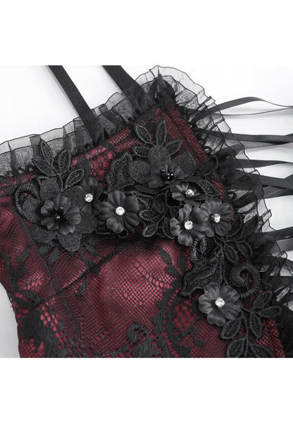 Victorian Lolita Blouse - Embroidery Stitching Lace, Red, Women's Style, Embroidered - additional product view 10