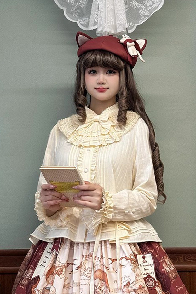 Victorian Lolita Blouse - Fox Band, 3 Colors, Lace Trim, Ruffled, Long Sleeves - additional product view 2