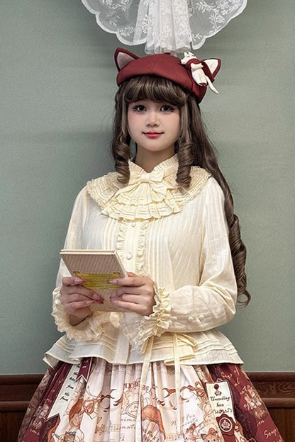 Victorian Lolita Blouse - Fox Band, 3 Colors, Lace Trim, Ruffled, Long Sleeves - additional product view 2