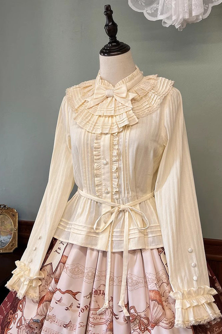 Victorian Lolita Blouse - Fox Band, 3 Colors, Lace Trim, Ruffled, Long Sleeves - additional product view 3